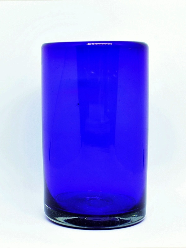 MEXICAN GLASSWARE / Solid Cobalt Blue drinking glasses 